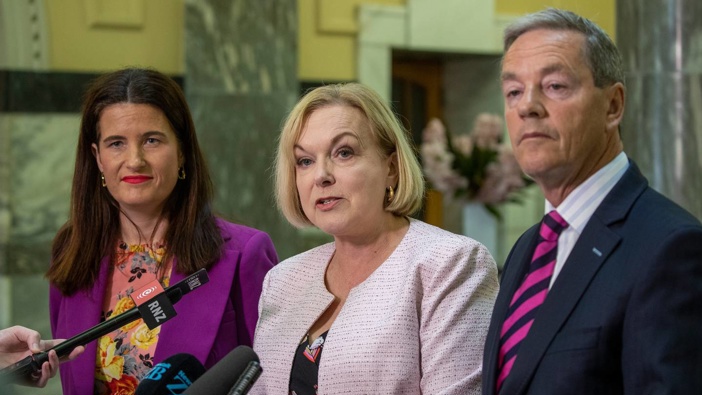 Judith Collins with National MPs. (Photo / NZ Herald)