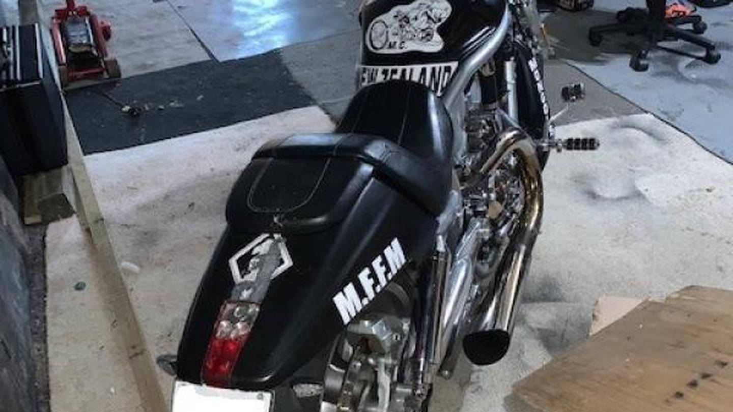 A Mongols motorcycle recovered as part of Operation Silk. Photo / NZ Police]