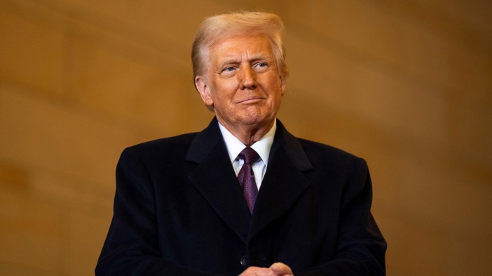 US President Donald Trump during the 60th presidential inauguration in Emancipation Hall of the US Capitol in Washington, DC, US, on Monday, Jan. 20, 2025. Photographer: Greg Nash/The Hill/Bloomberg via Getty Images
