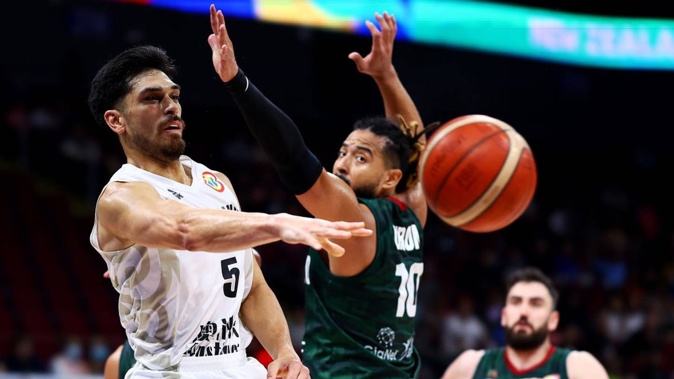 Shea Ili passes the ball during the FIBA Basketball World Cup Classification 17-32 Group N game against Mexico in Manila. Photo / Getty Images