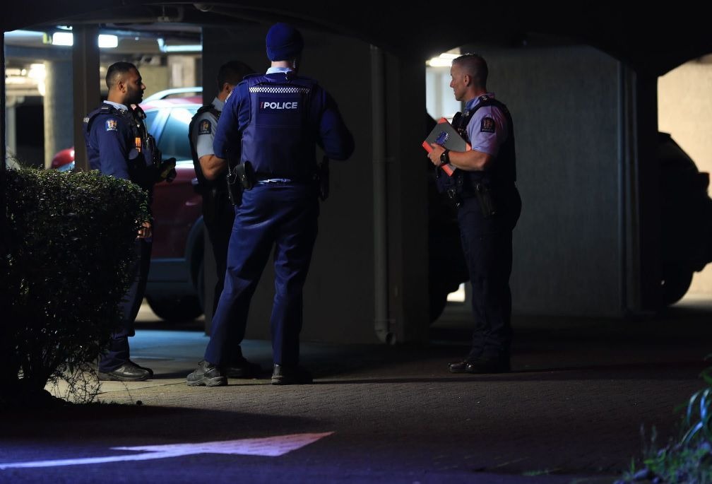 Police investigate after a death at the Off Broadway Motel in Epsom. Photo / Hayden Woodward
