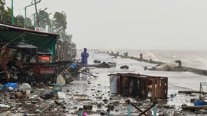 Debris left behind from Super Typhoon Ragasa in Aparri town, Cagayan province in the Philippines. Photo / AFP
