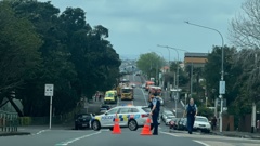 Fire and Emergency New Zealand said it received multiple calls about a fire just after 1pm today on Onewa Rd. Photo / Lochlan Lineham