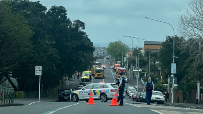 Fire and Emergency New Zealand said it received multiple calls about a fire just after 1pm today on Onewa Rd. Photo / Lochlan Lineham