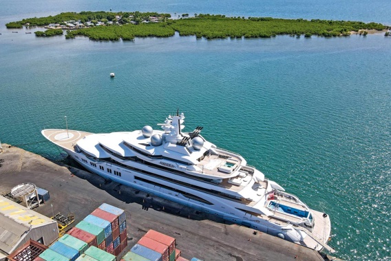 The superyacht Amadea is docked at the Queens Wharf in Lautoka, Fiji. (Photo / AP)