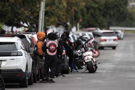 Heavy police presence on Hill Rd, Onehunga as the funeral takes place for Charles Pongi, who was fatally shot at Taurima Reserve on August 5. Photo / NZME