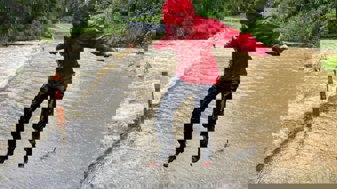 Floodwaters from ex-cyclone Hale swamped a road in Kauaeranga Valley in the Coromandel. Photo / Ninette Birck