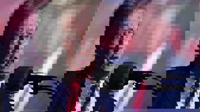 Former President Donald Trump speaks at a rally in Waukesha, Wisconsin, August, 2022. Photo / AP