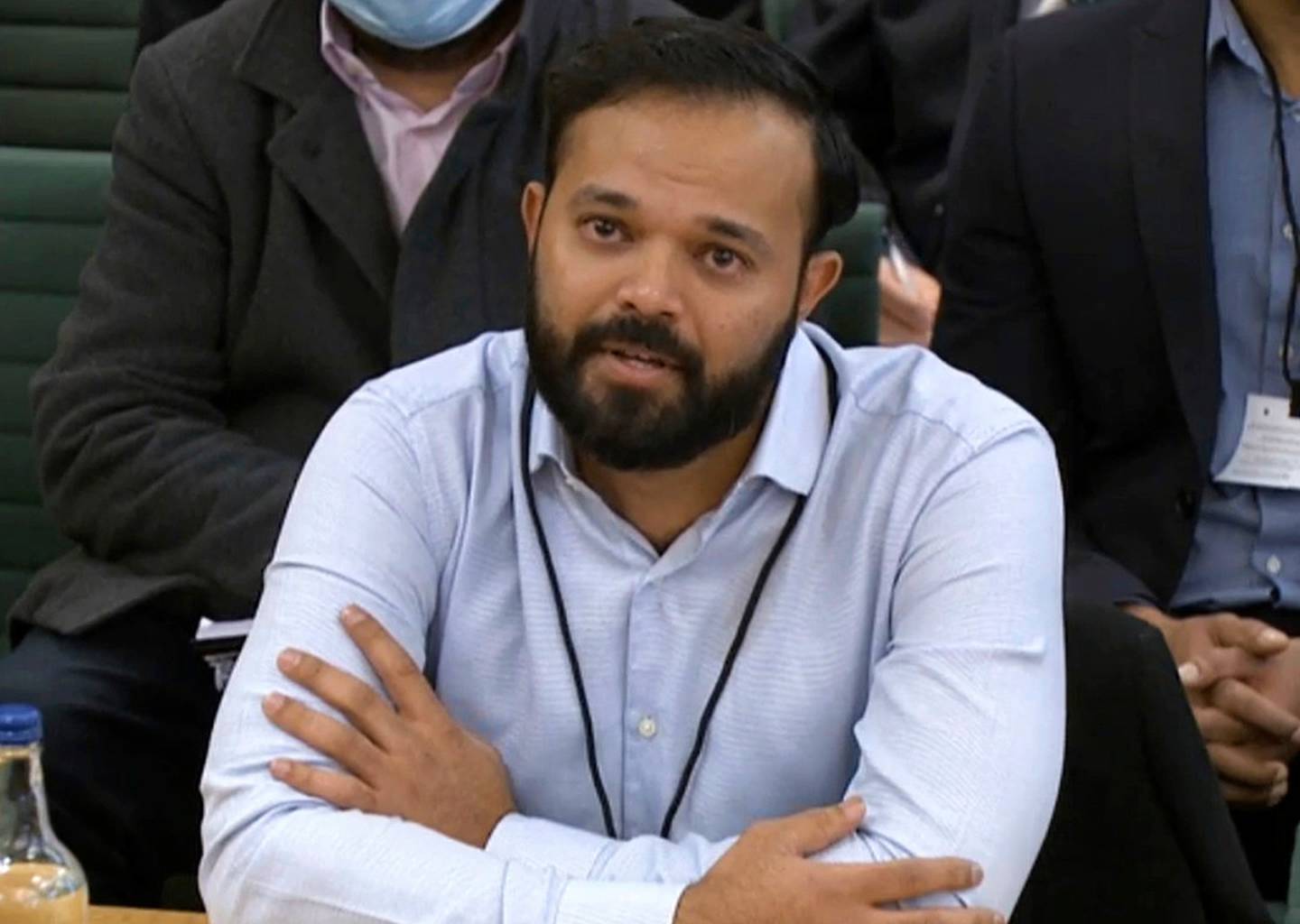 Azeem Rafiq is brought to tears while giving his testimony. (Photo/ AP)