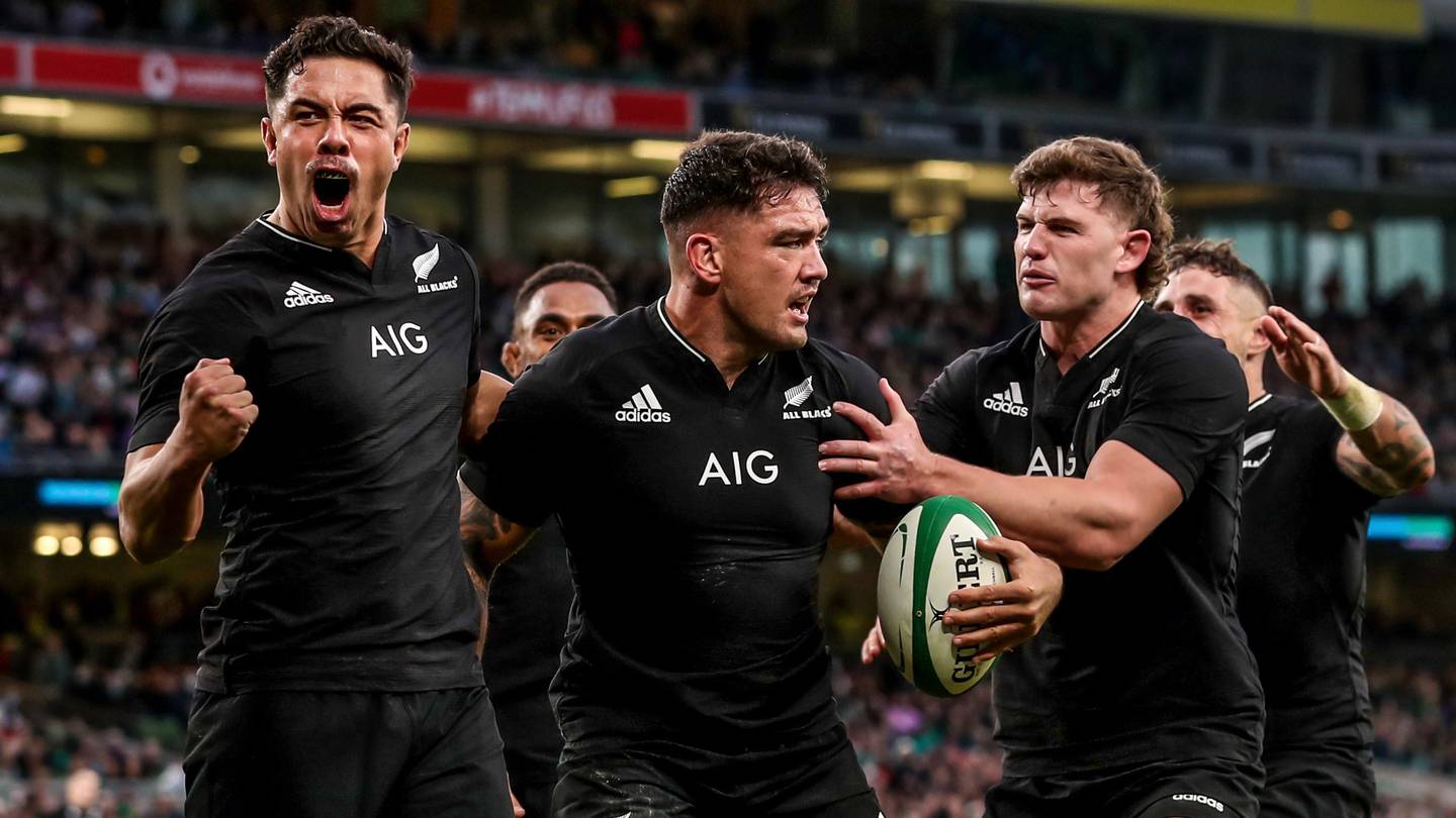 The All Blacks celebrate a try against Ireland during last year's end of year tour. (INPHO/Gary Carr/Photosport)
