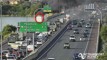 Auckland's Southern Motorway blocked after truck fire near Papakura