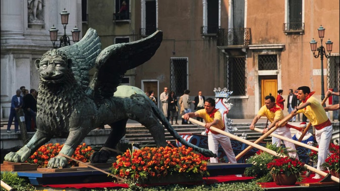 The Lion of Venice sculpture, made in China, may have involved Marco Polo’s father and Kublai Khan’s court. Photo / Getty Images