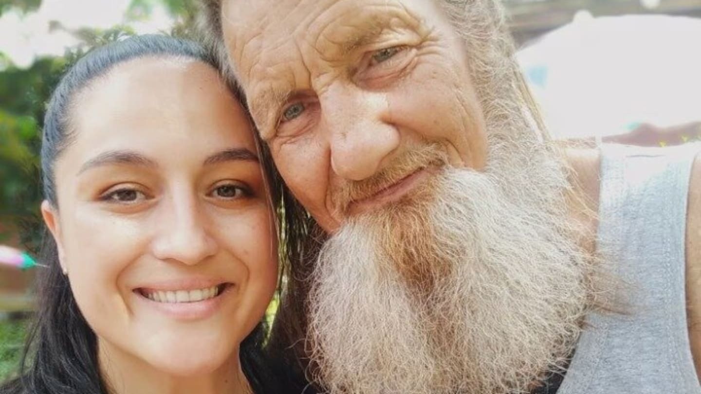 Nataria Moore with her father Neville Thomson who died in a dog attack in Panguru in August 2022. Photo / supplied