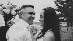 Matt and Kerryn Hoani married on April 2, 12 years after Matt had a life-changing motorbike accident in Australia. Photo / Rachel Jordan, Two Little Starfish Photography