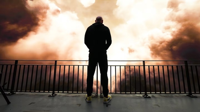 UFC president Dana White previews the visuals at Sphere ahead of UFC 306 this weekend. Photo / UFC