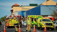 Emergency services at the scene of an intersection crash in central Hastings on Sunday morning. (Photo / Paul Taylor)