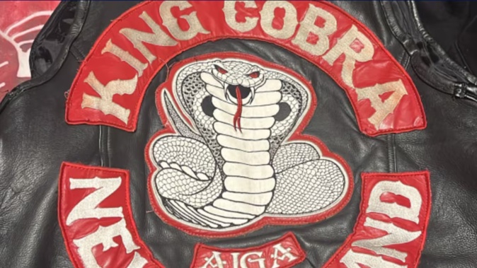 A King Cobras gang patch seized by police. Photo / NZ Police