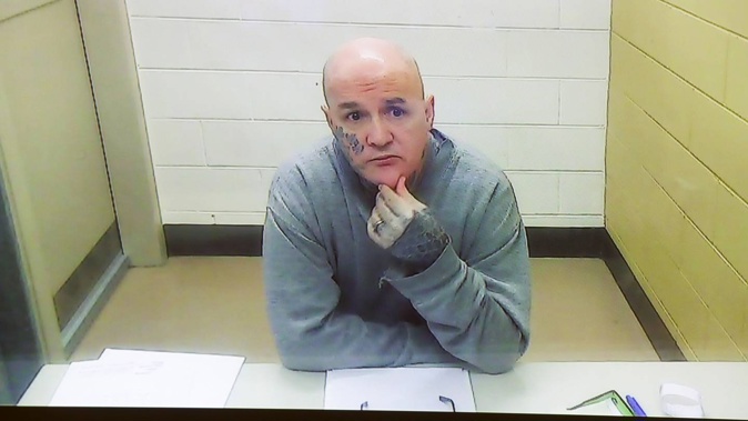 Liam Reid appearing in court via video link today. Photo / Jason Oxenham