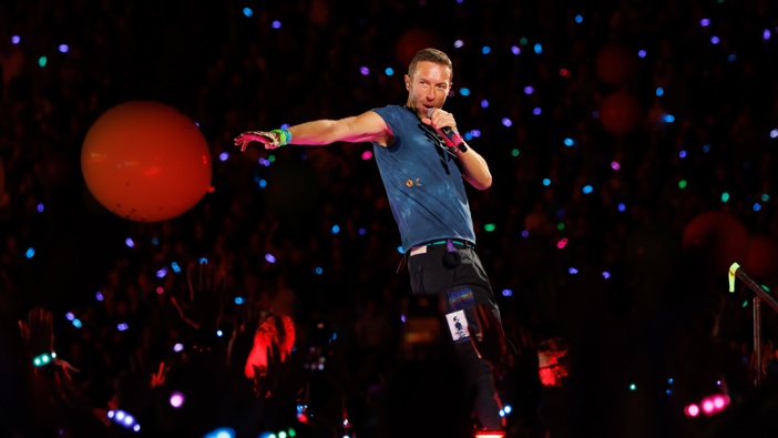 Chris Martin of Coldplay performs at Eden Park on November 13, 2024 in Auckland, New Zealand. (Photo by Dave Simpson/WireImage)