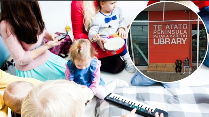 A woman has described the terrifying moment an erratic man with a knife allegedly menaced mums and babies at Te Atatū Peninsula Library and Community Hub Photos / 123RF / Google Streetview