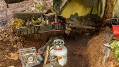 Police provided pictures of the campsite where Tom Phillips was living at with his children. Photo / NZ Police