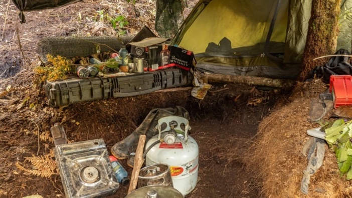 Police provided pictures of the campsite where Tom Phillips was living at with his children. Photo / NZ Police