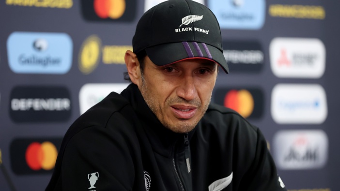 Allan Bunting, Head of Performance of New Zealand, speaks to the media in a post match press conference following the Women's Rugby World Cup 2025 Semi Final match between New Zealand and Canada at Ashton Gate on September 19, 2025 in Bristol, England. (Photo by Alex Davidson - World Rugby/World Rugby via Getty Images)
