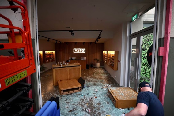 Riccarton's VAPO store was targeted in an early morning ramraid, offenders also hit another two shops across Christchurch. Photo / George Heard