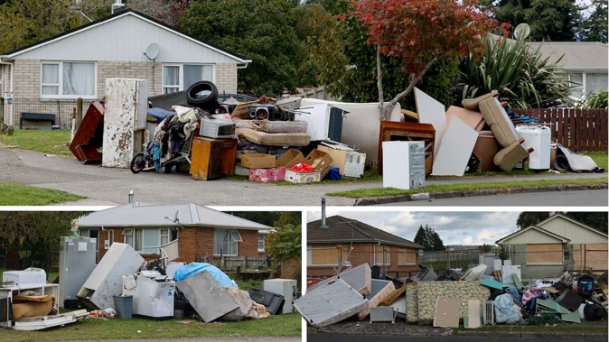 Piles of rubbish were dumped on Rotorua's Wrigley Rd by people from outside the area when a Kāinga Ora clean-up day went wrong. Photos / Andrew Warner