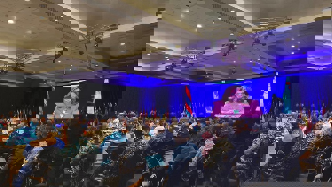 US Vice President Kamala Harris virtually addressing members of the Pacific Islands Forum in Suva, Fiji. Photo / Michael Neilson