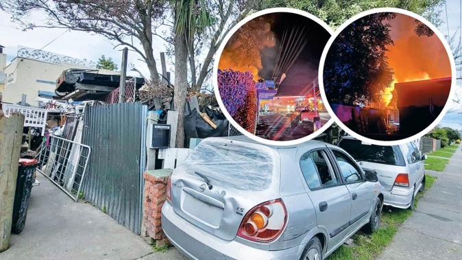 A Frederick St home drew 19 complaints in the year before the pile of goods around it caught fire. Photos / Supplied