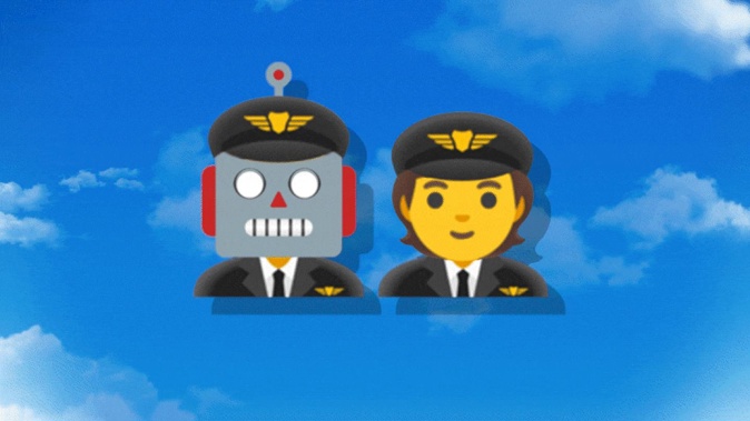 With a looming pilot shortage and plane automation taking off, how soon could you be going on holiday on a robotic plane? Photo / Emojipedia; CC