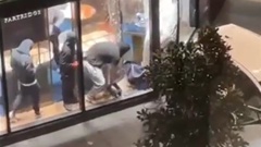 A still taken from a security camera shows the ram raiders after they broke into a Newmarket jewellery store on Friday evening.