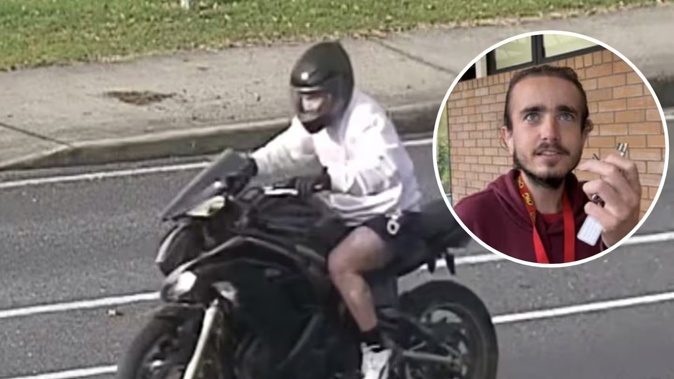 Police have released new images of the motorcycle and rider suspected of being involved in a hit-and-run in Rotorua. Paige Johnson, inset, was critically injured in the incident and died in Waikato Hospital on Wednesday.