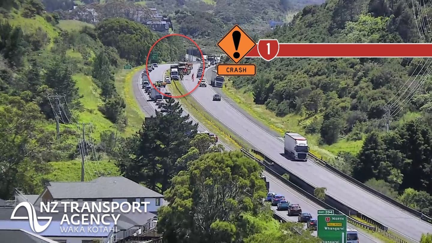 Police advised motorists to expect delays after a truck crash on the Northern Motorway near Ōrewa. Photo / NZTA