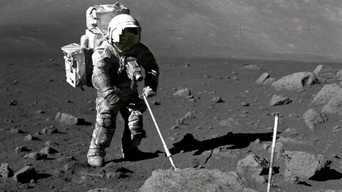 Geologist and astronaut Harrison Schmitt used an adjustable sampling scoop to retrieve lunar samples during the Apollo 17 mission in 1972. NASA
