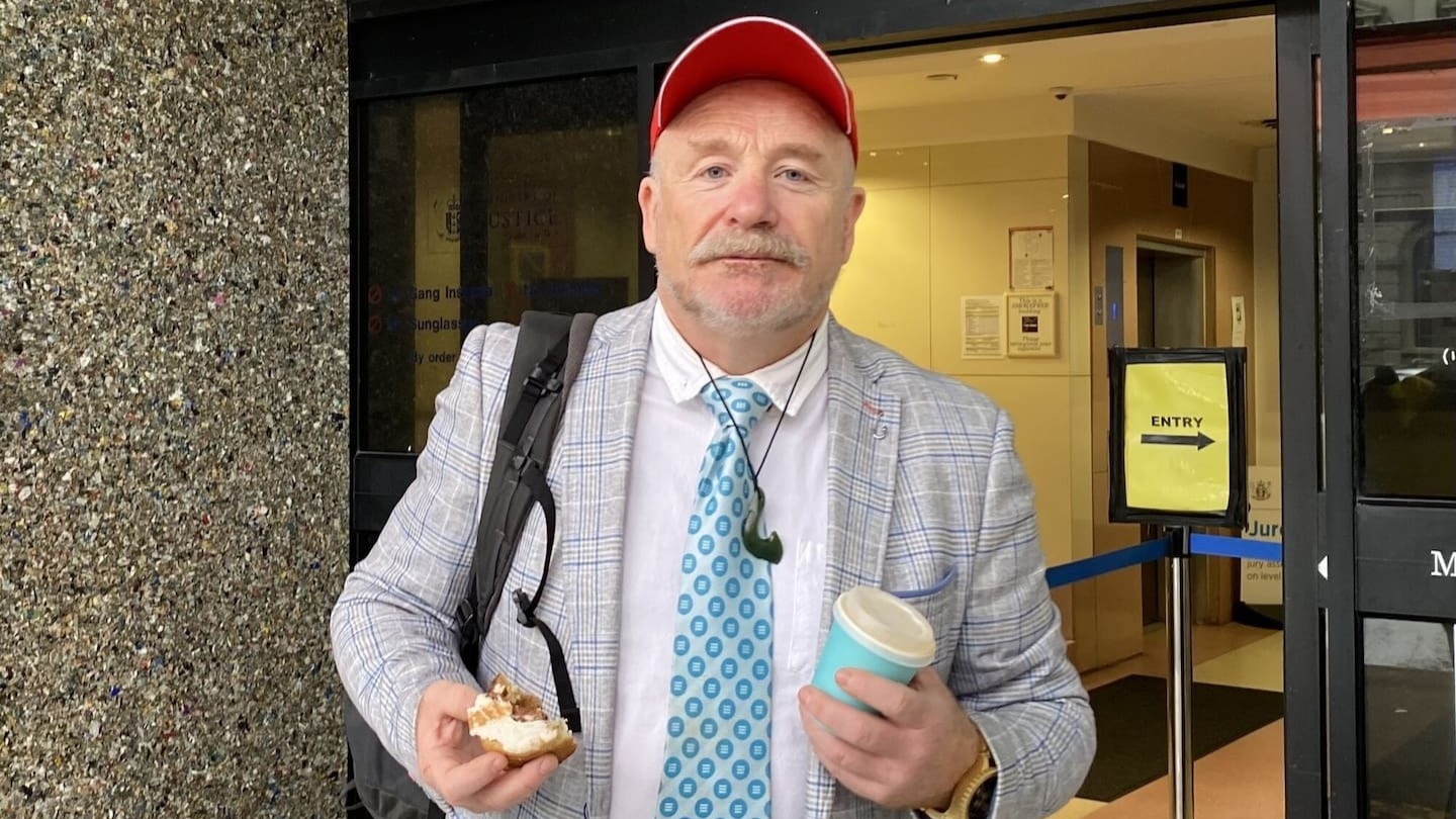 Wellington mayoral candidate Graham Bloxham outside the Wellington District Court after his appearance today.