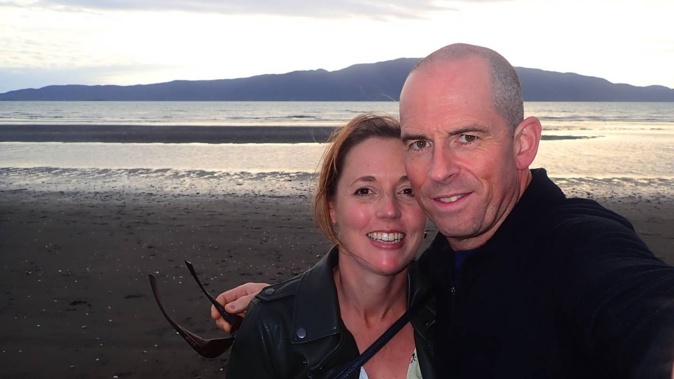 Catherine McAra and Ian Harvey at Kapiti where Ian was about to move when he died in an alpine accident. (Photo / Catherine McAra)