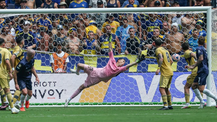Auckland City's Christian Gray scores against Boca Juniors at the Fifa Club World Cup. Photo / Photosport