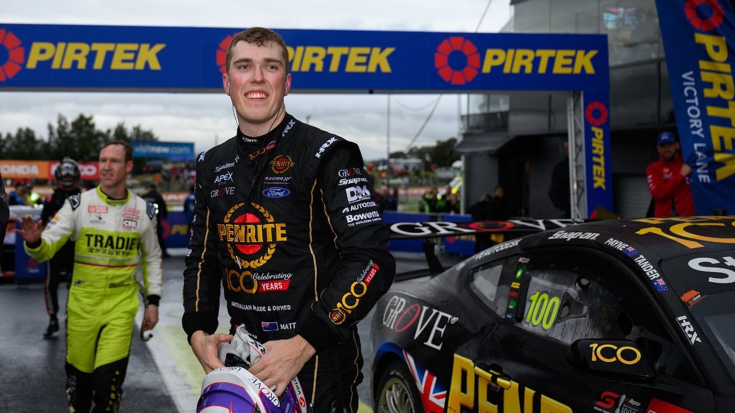 Matthew Payne celebrates winning the Bathurst 1000 at Mount Panorama. Photo / Photosport