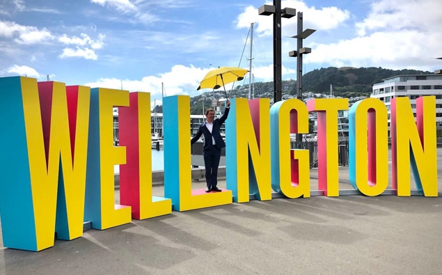 Mayor Andy Foster being the "I" in Welington. (Photo / Georgina Campbell)