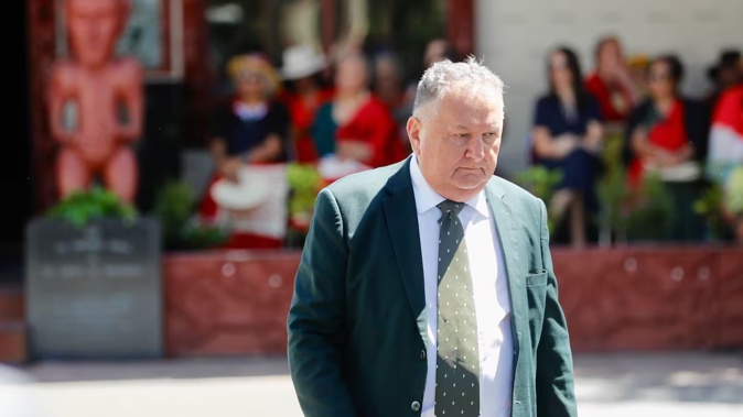 NZ First's Shane Jones at Waitangi following the pōwhiri for the parliamentarians. Photo / Dean Purcell