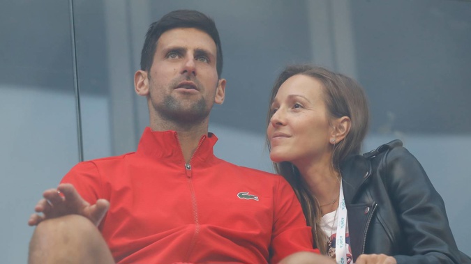 Novak Djokovic relaxes with wife Jelena during the Adria Tour tournament in 2020. (Photo / Getty)
