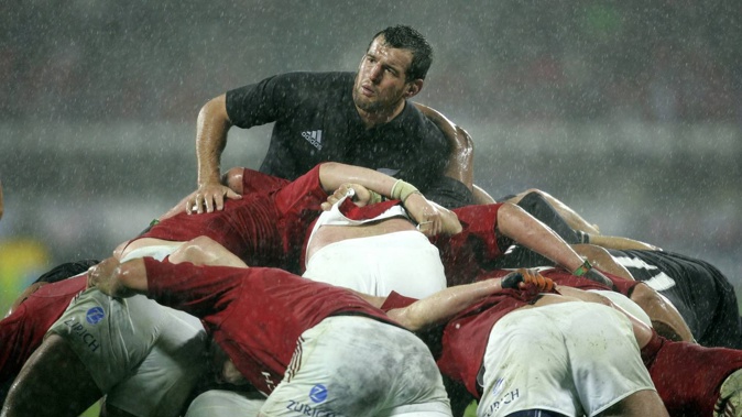 Carl Hayman - pictured in action for the All Blacks against the 2005 British & Irish Lions - is set to publish a book on his battle with dementia and how it has impacted his life. Photo / Brett Phibbs