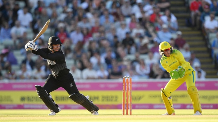 Brooke Halliday of Team New Zealand hits runs during the Cricket T20 - Semi-Final match between Australia and New Zealand. (Photo / Photosport.co.nz)