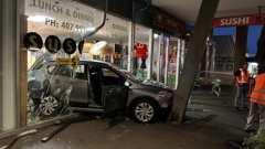 The owners of Sushi Gallery Kerikeri were shocked when this car ploughed through their restaurant window on Wednesday evening.