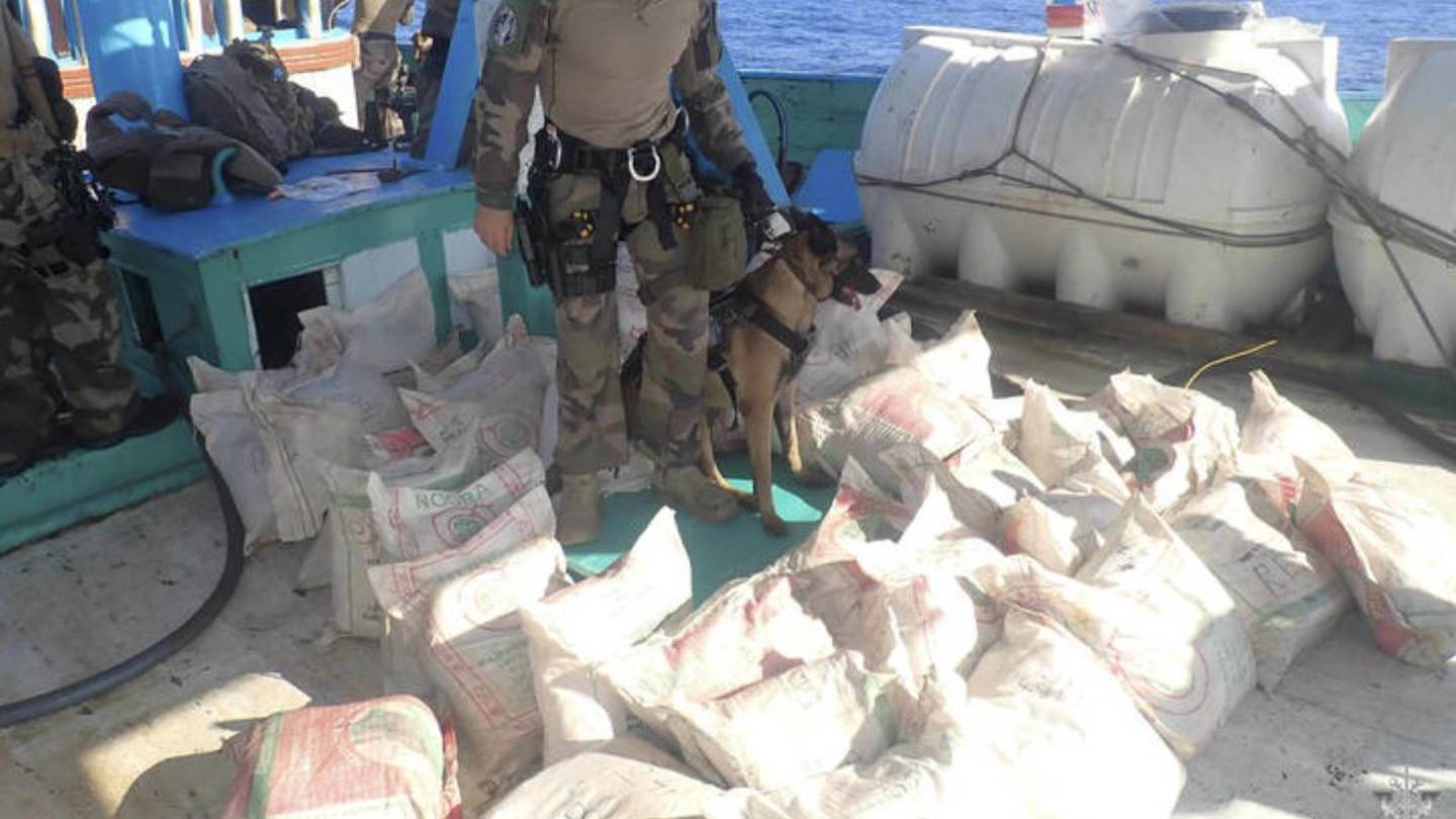 Sailors on French Frigate FS Floreal intercept vessels in the Indian Ocean and inventory illicit drugs seized. (Photo / Supplied / Combined Maritime Forces)