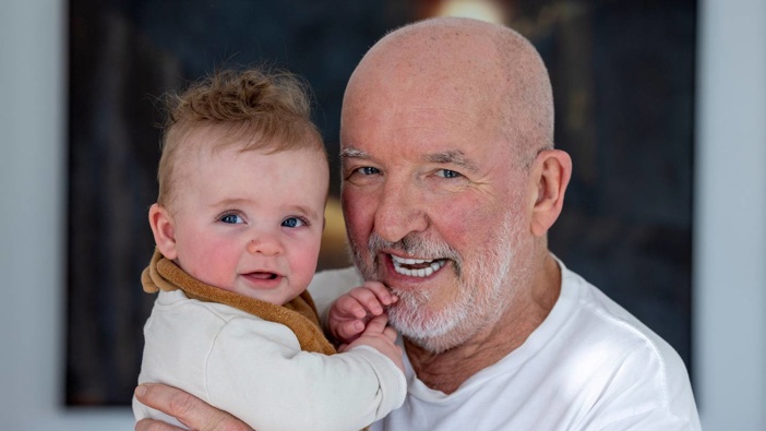 Newstalk ZB political commentator Barry Soper with son Iggy. Photo / Mike Scott
