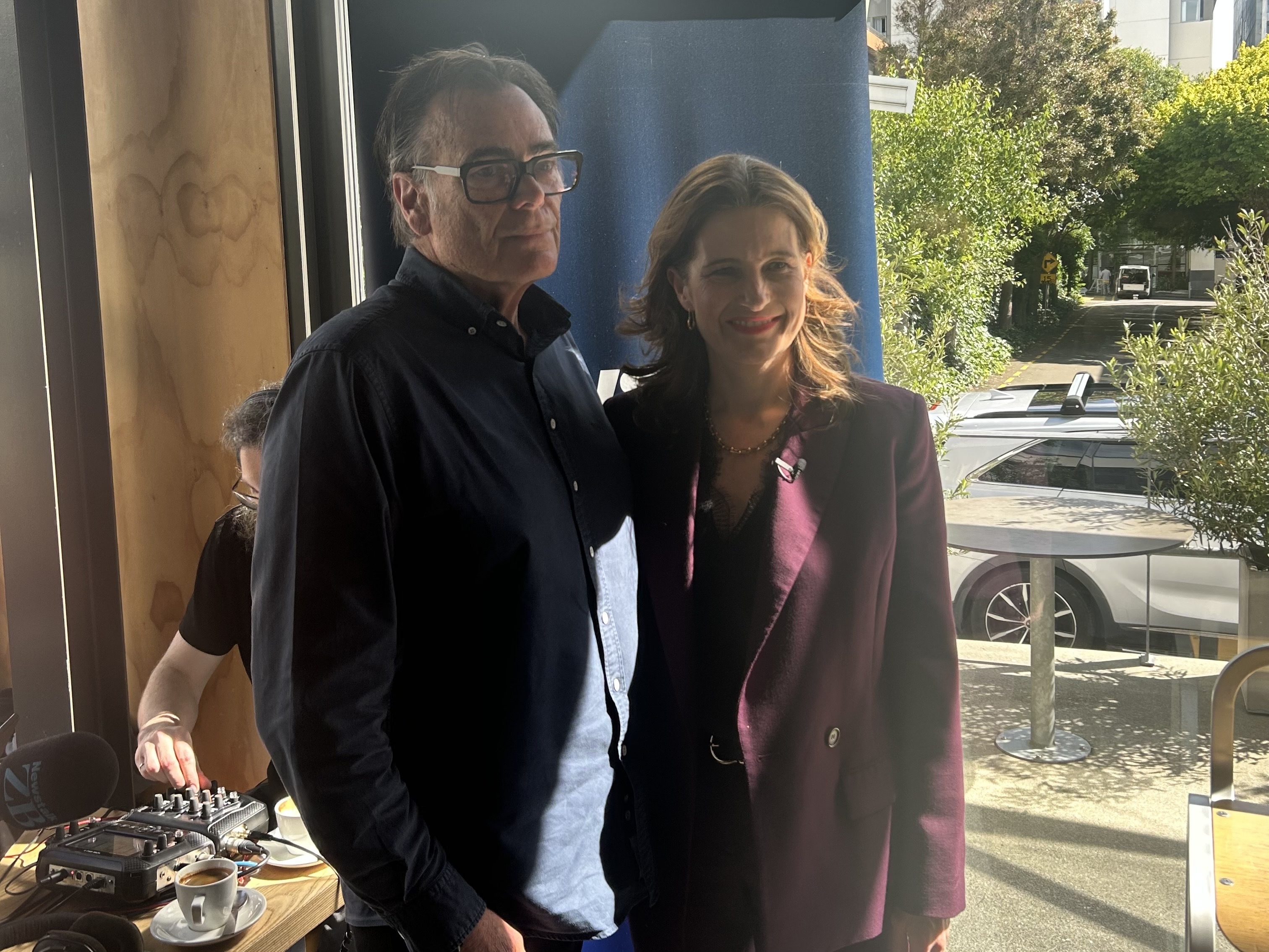 Finance Minister Nicola Willis joins Nick Mills at Prefab