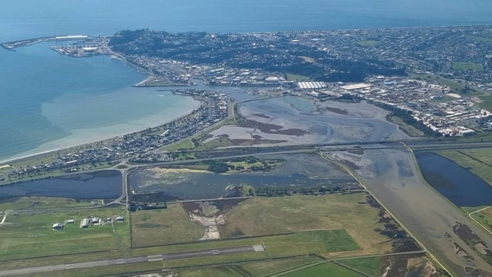 Floodwaters in Napier, days after Cyclone Gabrielle Photo / RNZ / Tess Brunton